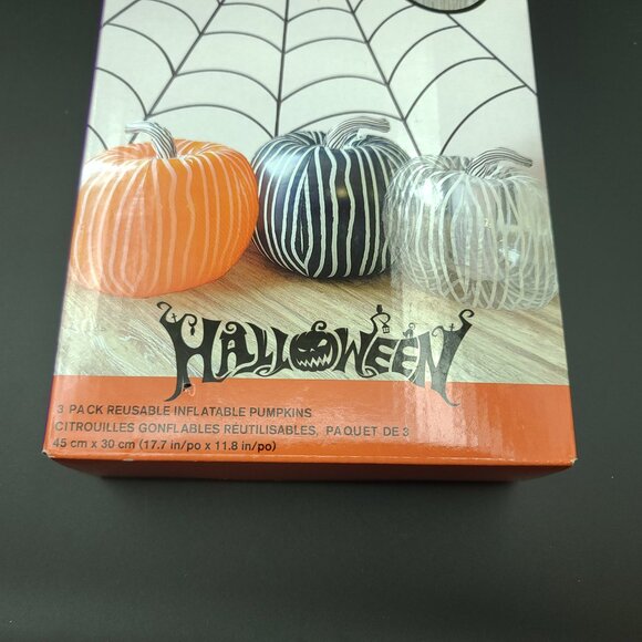 Halloween Party Decor 3 Pack Inflatable Pumpkins  New - Picture 6 of 7